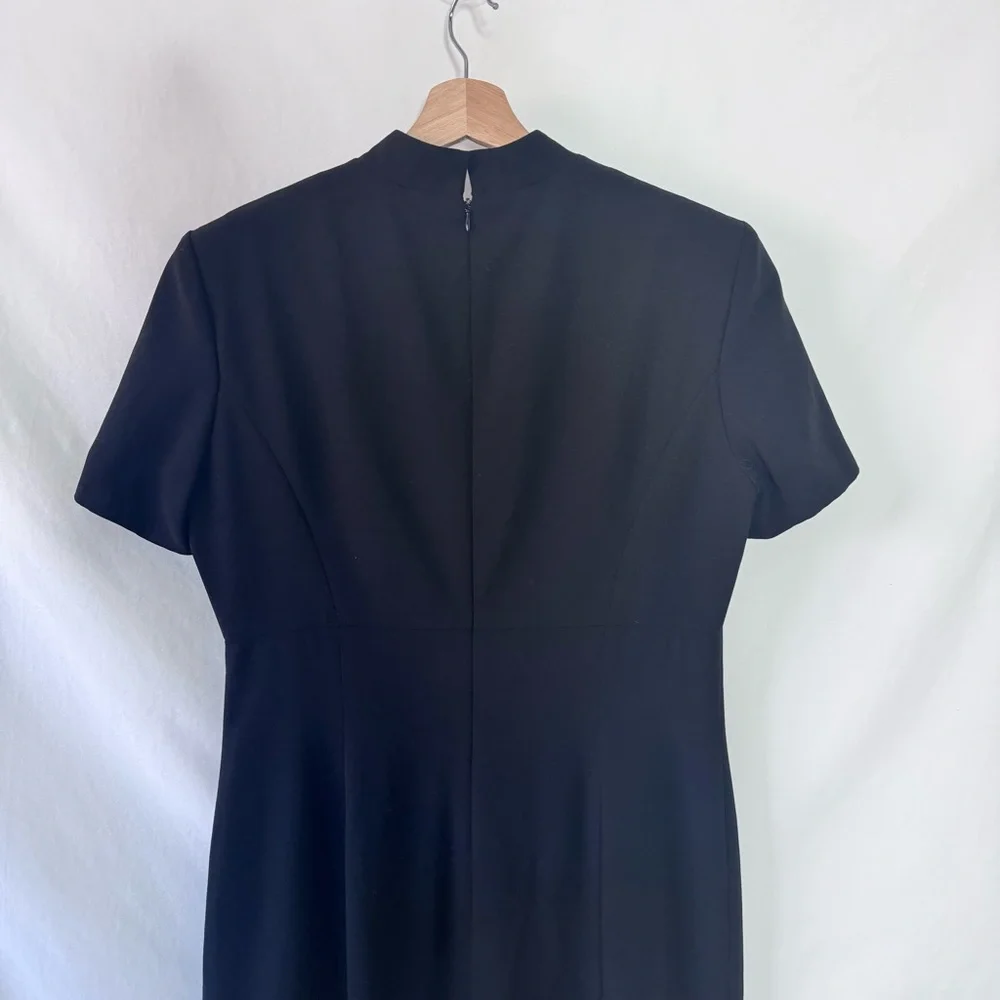 Vintage Liz Claiborne Black Mock Neck Midi Dress 12 Korea 90s Minimalist - Picture 6 of 13